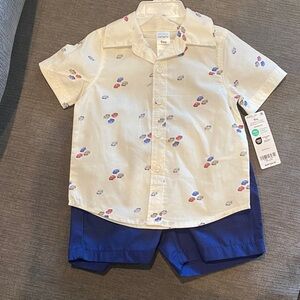 Brand New Carter's Cream and Blue Kids Matching Set